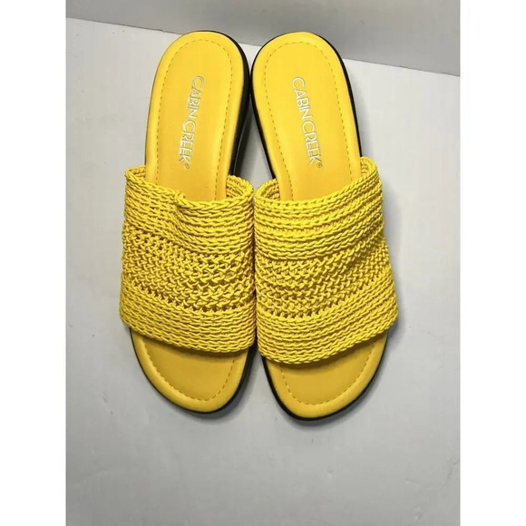 Cabin Creek Yellow Mesh Slide On Sandals NEW SZ 6M - Picture 1 of 7